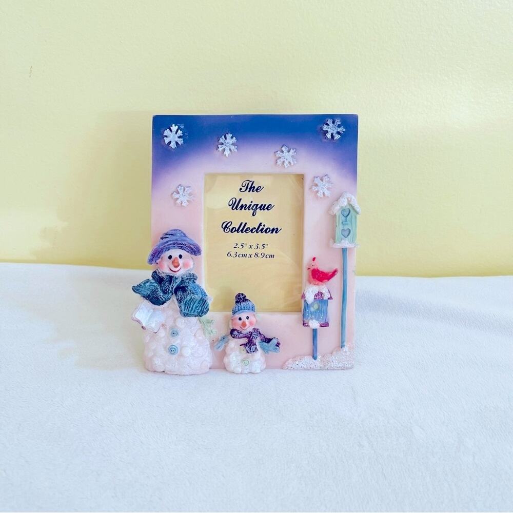 Unique Collection Frame Christmas Snowman 3D Picture Photo Snow Holiday Decor
